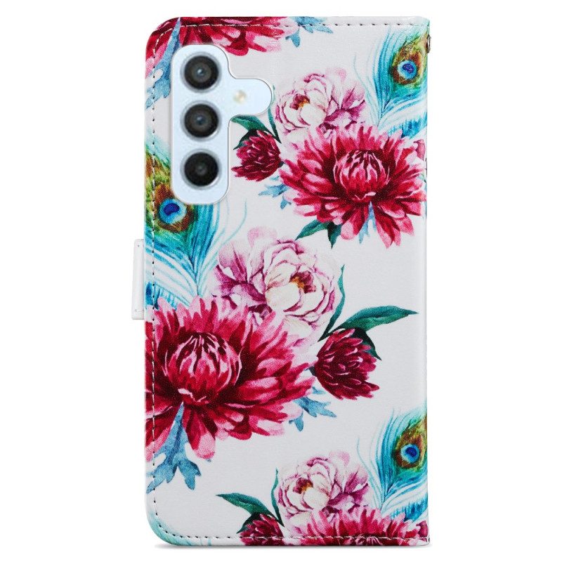 Custodia in pelle Samsung Galaxy A54 5G Strappy Floreale