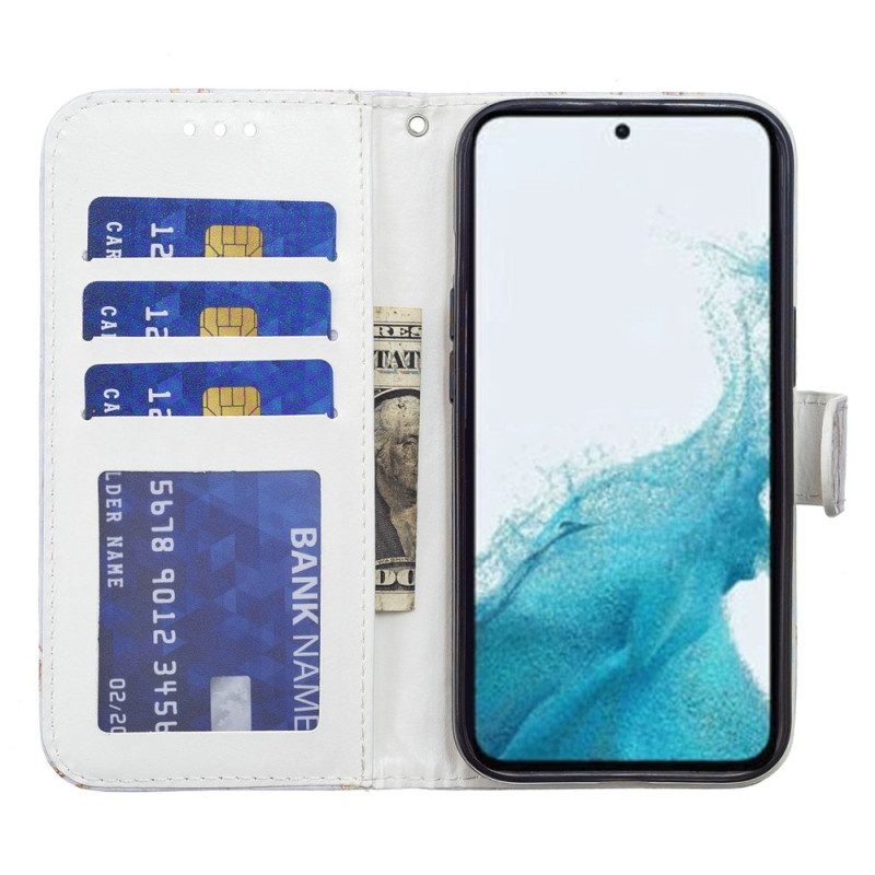 Folio Cover Samsung Galaxy A54 5G Acchiappasogni Ad Acquerello Con Cinturino