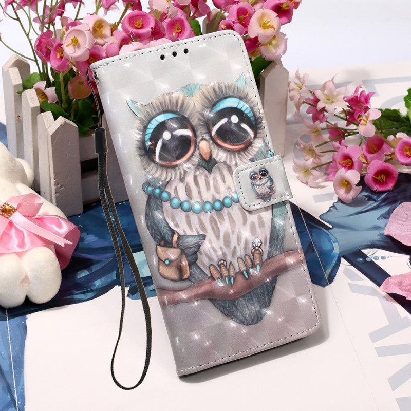 Folio Cover Samsung Galaxy A54 5G Miss Owl Con Cordino