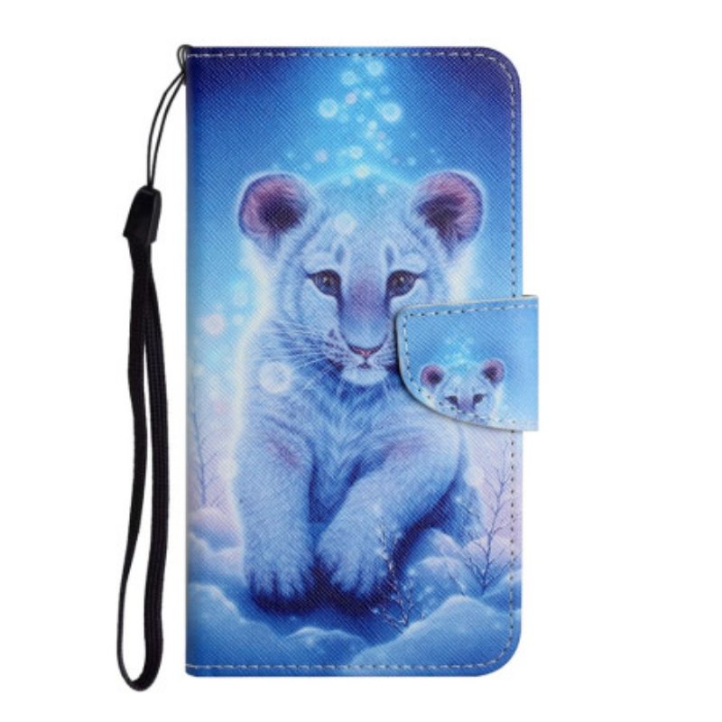 Folio Cover Samsung Galaxy A54 5G Piccolo Leopardo Con Cordino