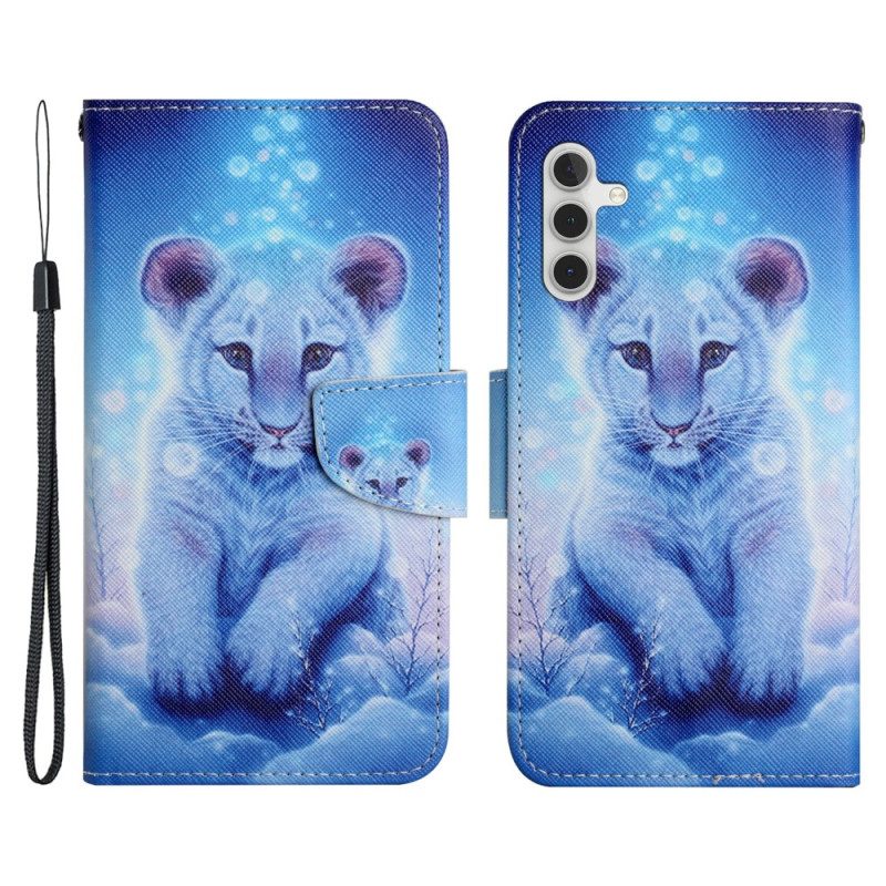 Folio Cover Samsung Galaxy A54 5G Piccolo Leopardo Con Cordino