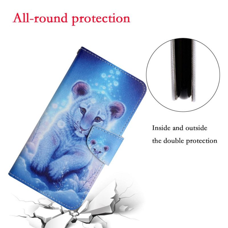 Folio Cover Samsung Galaxy A54 5G Piccolo Leopardo Con Cordino