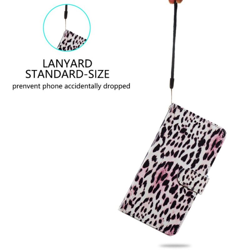 Folio Cover Samsung Galaxy A54 5G Strappy Stile Leopardo