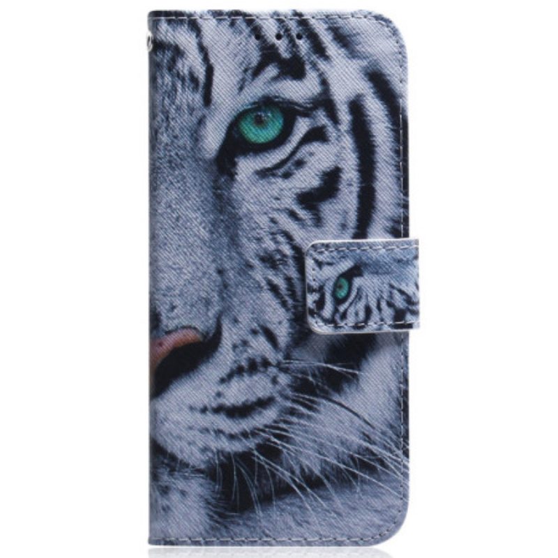 Folio Cover Samsung Galaxy A54 5G Tigre Bianca Strappy