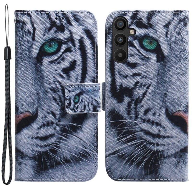 Folio Cover Samsung Galaxy A54 5G Tigre Bianca Strappy