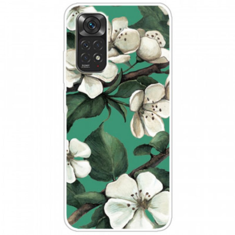 Cover Xiaomi Redmi Note 11 / 11S Fiori Bianchi Dipinti