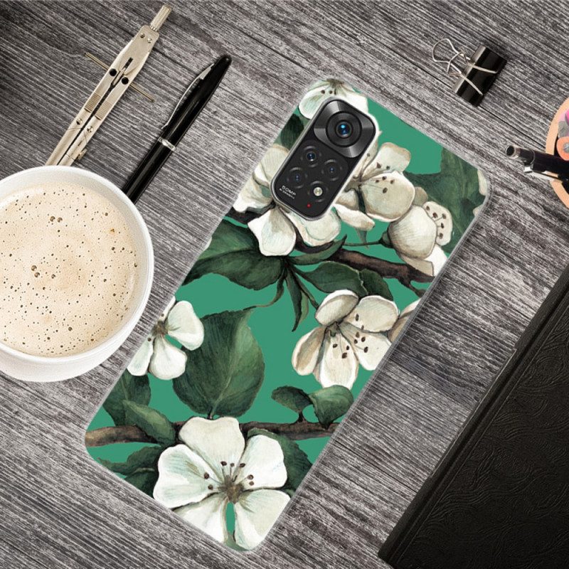 Cover Xiaomi Redmi Note 11 / 11S Fiori Bianchi Dipinti