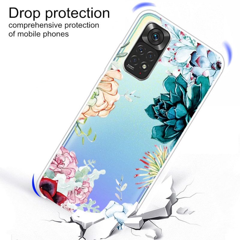 Cover Xiaomi Redmi Note 11 / 11S Fiori Dell'acquerello Senza Soluzione Di Continuità