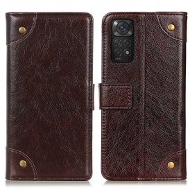 Custodia A Portafoglio Xiaomi Redmi Note 11 / 11S Rivetti Vintage In Pelle Nappa Stile