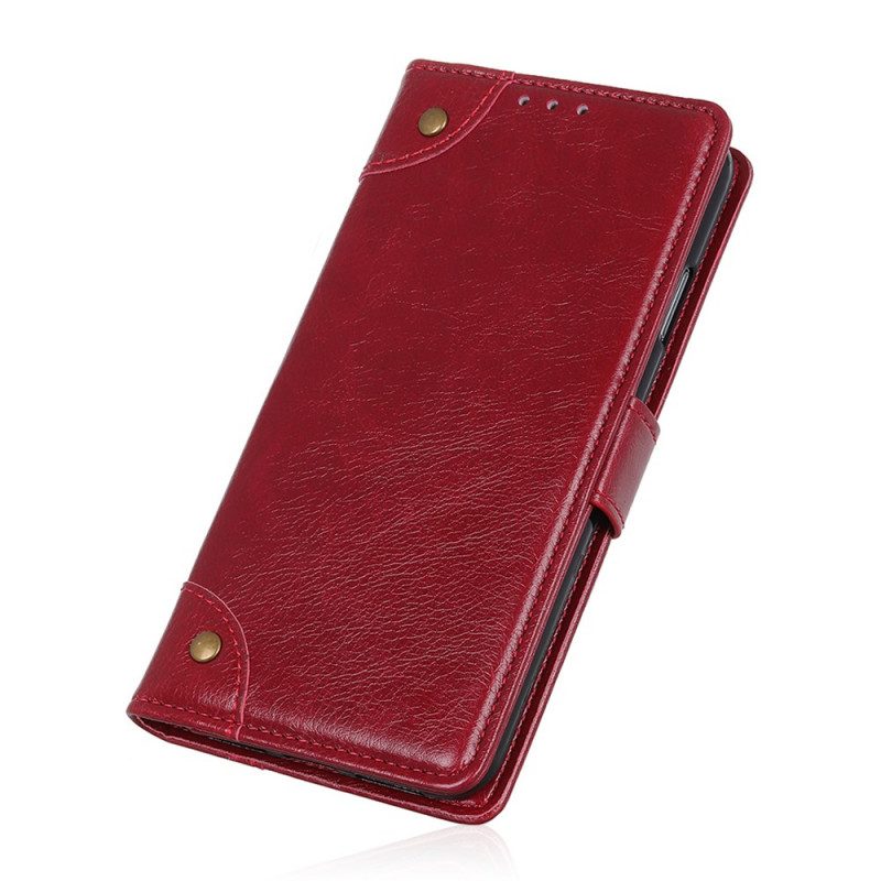 Custodia A Portafoglio Xiaomi Redmi Note 11 / 11S Rivetti Vintage In Pelle Nappa Stile