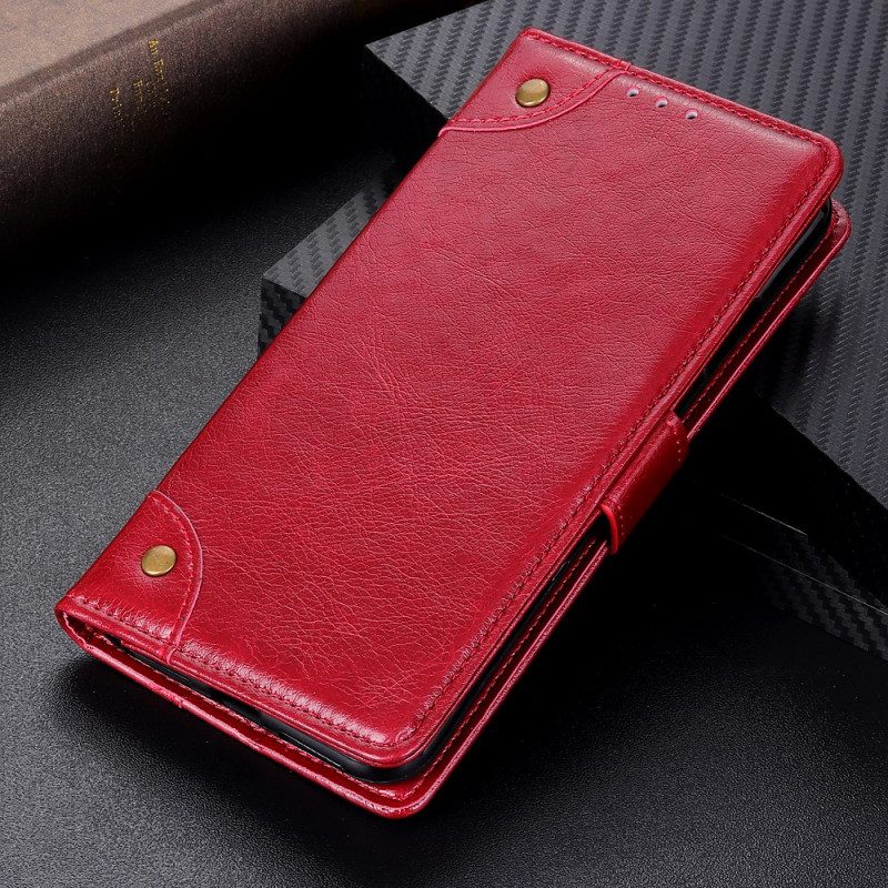 Custodia A Portafoglio Xiaomi Redmi Note 11 / 11S Rivetti Vintage In Pelle Nappa Stile