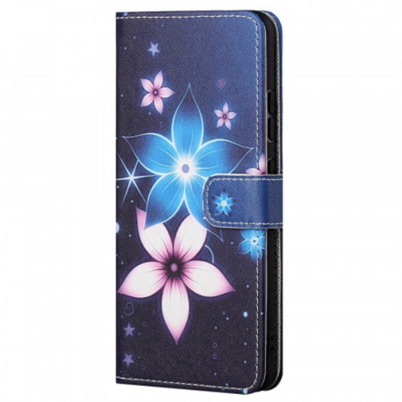 Custodia in pelle Xiaomi Redmi Note 11 / 11S Cinturino Lunare Fiori