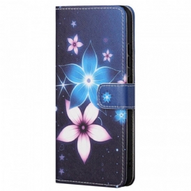 Custodia in pelle Xiaomi Redmi Note 11 / 11S Cinturino Lunare Fiori