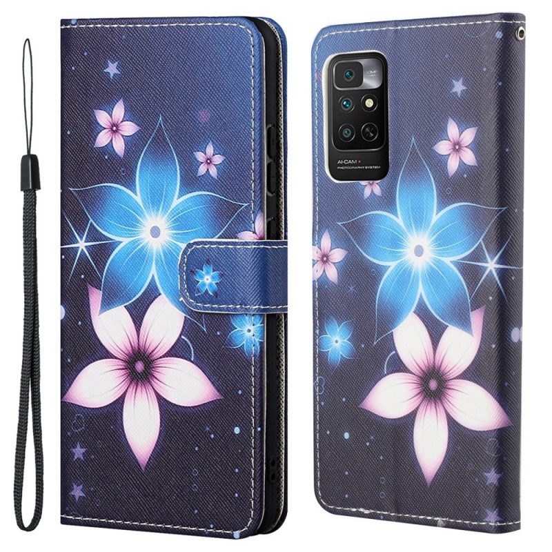 Custodia in pelle Xiaomi Redmi Note 11 / 11S Cinturino Lunare Fiori