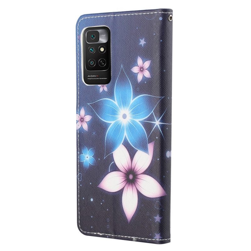 Custodia in pelle Xiaomi Redmi Note 11 / 11S Cinturino Lunare Fiori