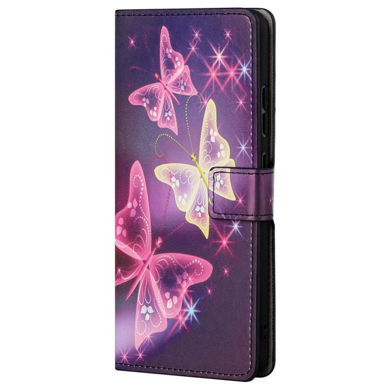 Custodia in pelle Xiaomi Redmi Note 11 / 11S Farfalle E Fiori