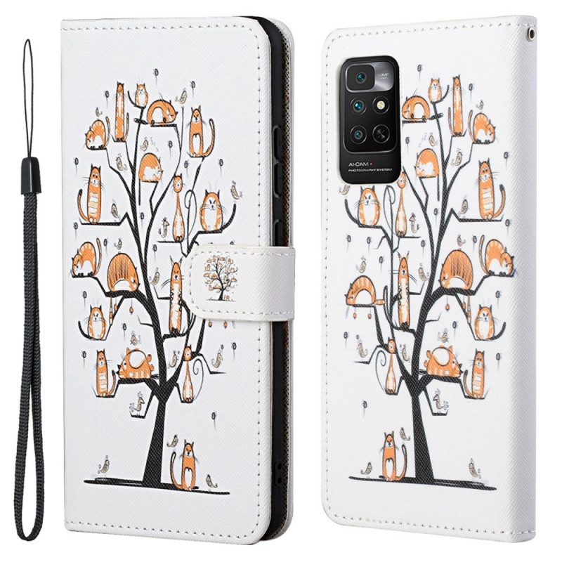 Custodia in pelle Xiaomi Redmi Note 11 / 11S Gatti Funky Con Cinturino