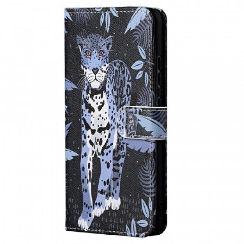 Custodia in pelle Xiaomi Redmi Note 11 / 11S Leopardo Con Spalline