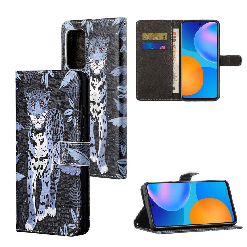 Custodia in pelle Xiaomi Redmi Note 11 / 11S Leopardo Con Spalline