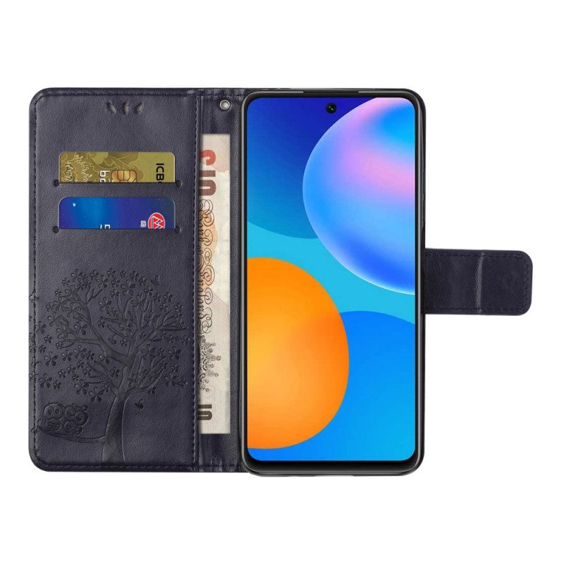 Custodia in pelle Xiaomi Redmi Note 11 / 11S Perizoma Albero E Gufi