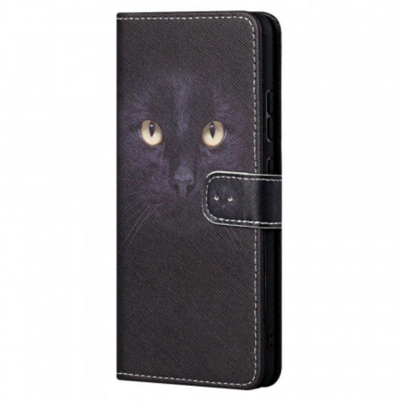 Custodia in pelle Xiaomi Redmi Note 11 / 11S Strappy Occhi Di Gatto Nero