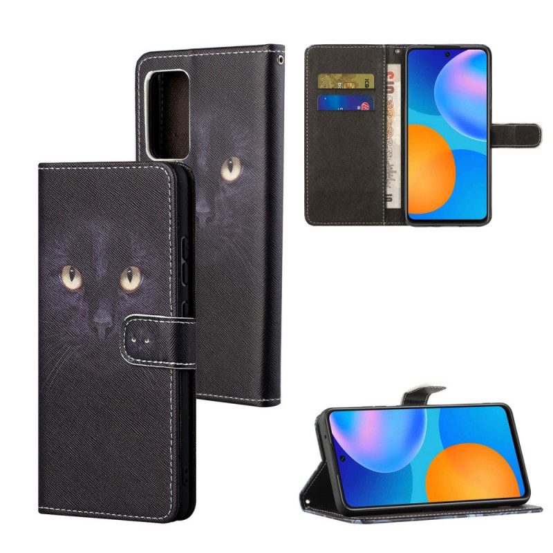 Custodia in pelle Xiaomi Redmi Note 11 / 11S Strappy Occhi Di Gatto Nero