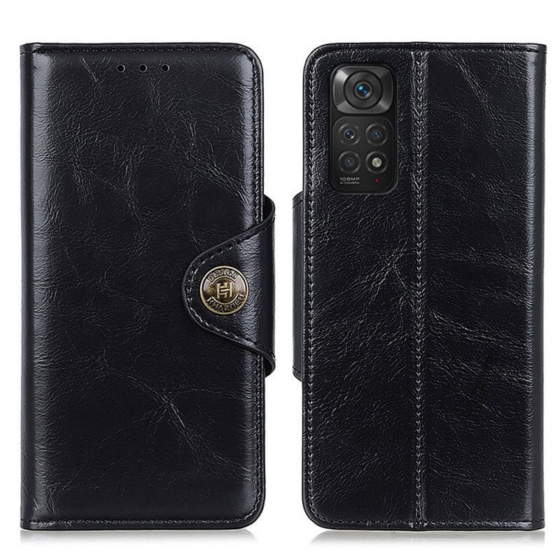 Folio Cover Xiaomi Redmi Note 11 / 11S Bottone In Ecopelle Lucida