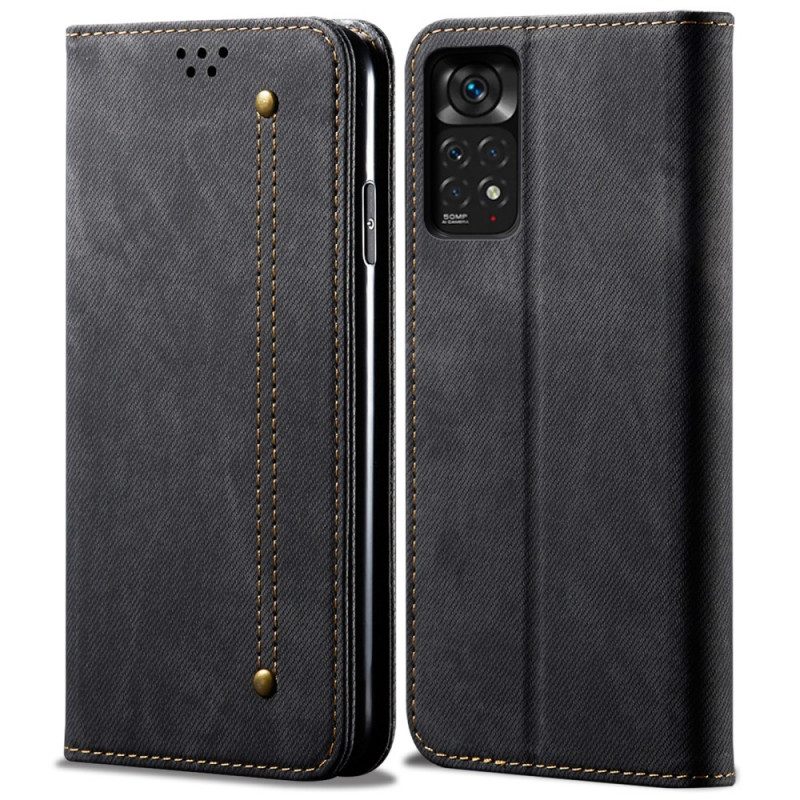 Folio Cover Xiaomi Redmi Note 11 / 11S Custodia in pelle Tessuto Denim