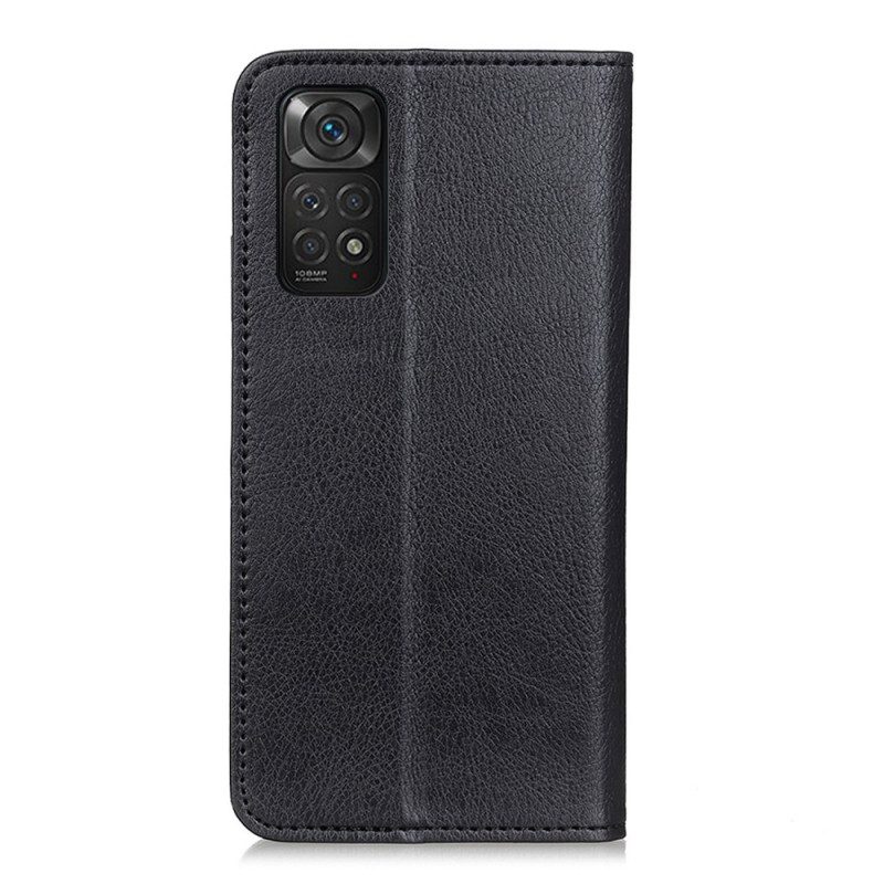 Folio Cover Xiaomi Redmi Note 11 / 11S Custodia in pelle Trama Di Cuoio Spaccato Di Litchi