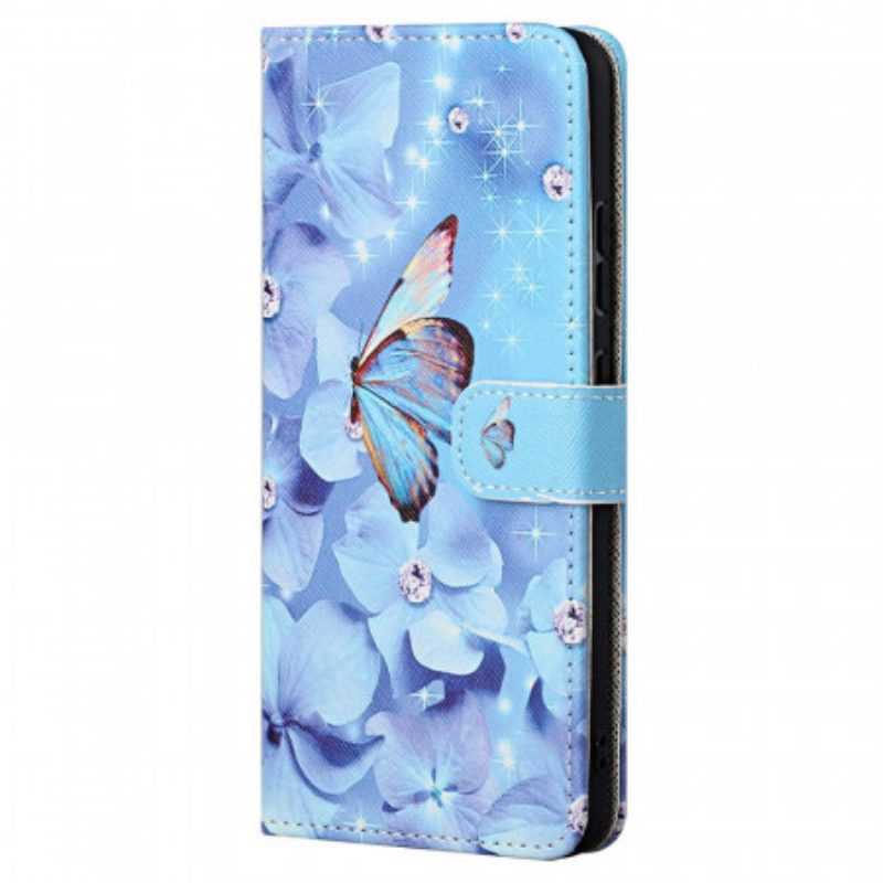 Folio Cover Xiaomi Redmi Note 11 / 11S Farfalle Di Diamanti Strappy