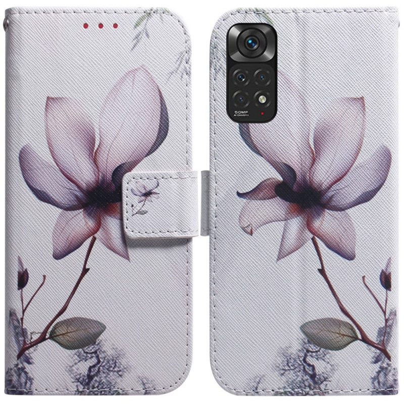 Folio Cover Xiaomi Redmi Note 11 / 11S Fiore Rosa Polveroso