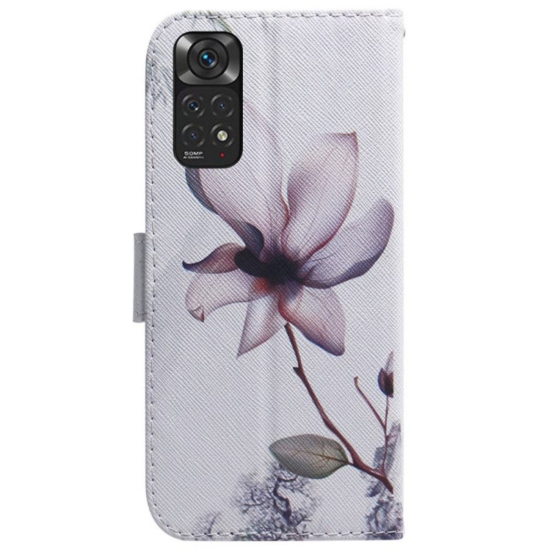 Folio Cover Xiaomi Redmi Note 11 / 11S Fiore Rosa Polveroso