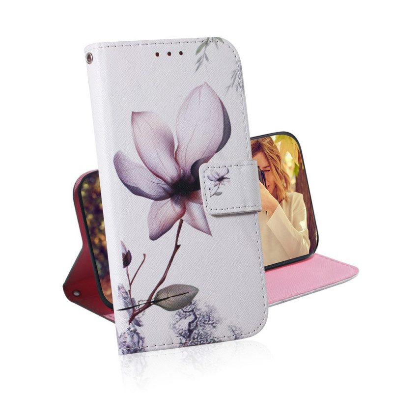 Folio Cover Xiaomi Redmi Note 11 / 11S Fiore Rosa Polveroso