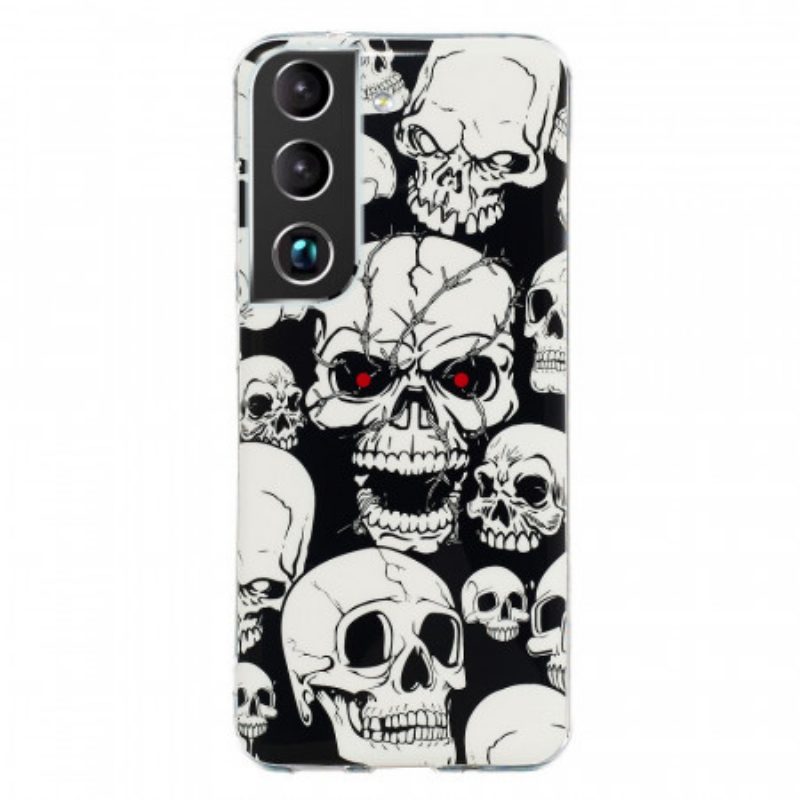 Cover Samsung Galaxy S22 Plus 5G Attenzione Teschi Fluorescenti