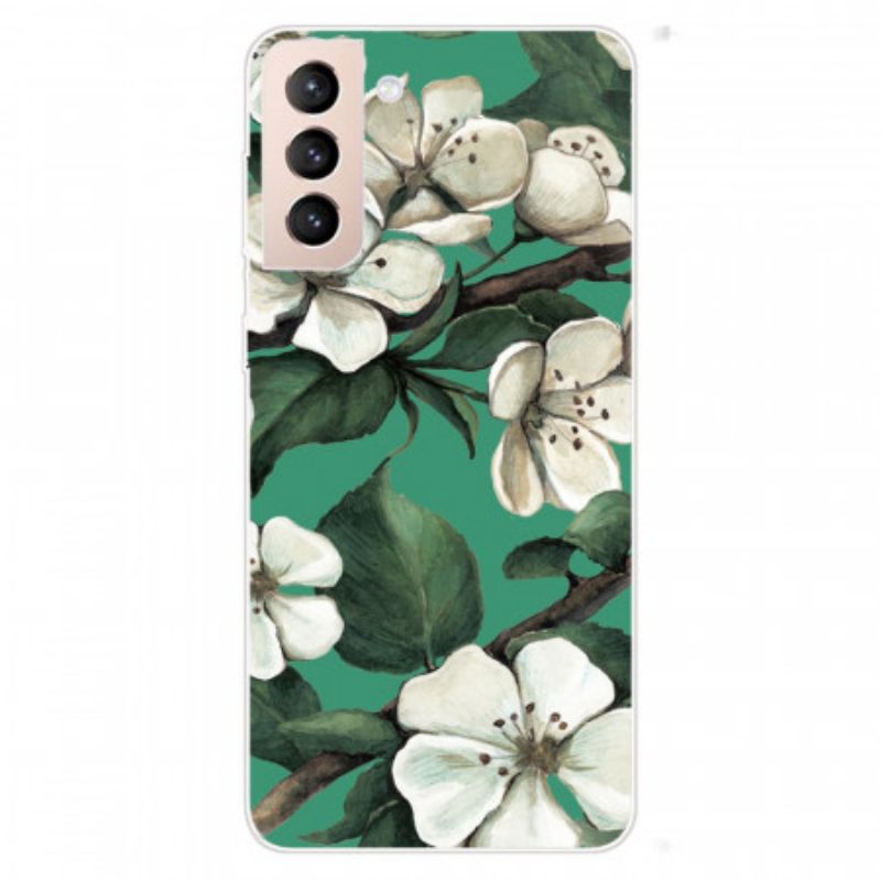 Cover Samsung Galaxy S22 Plus 5G Fiori Bianchi Dipinti