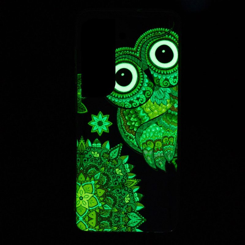 Cover Samsung Galaxy S22 Plus 5G Mandala Gufo Fluorescente