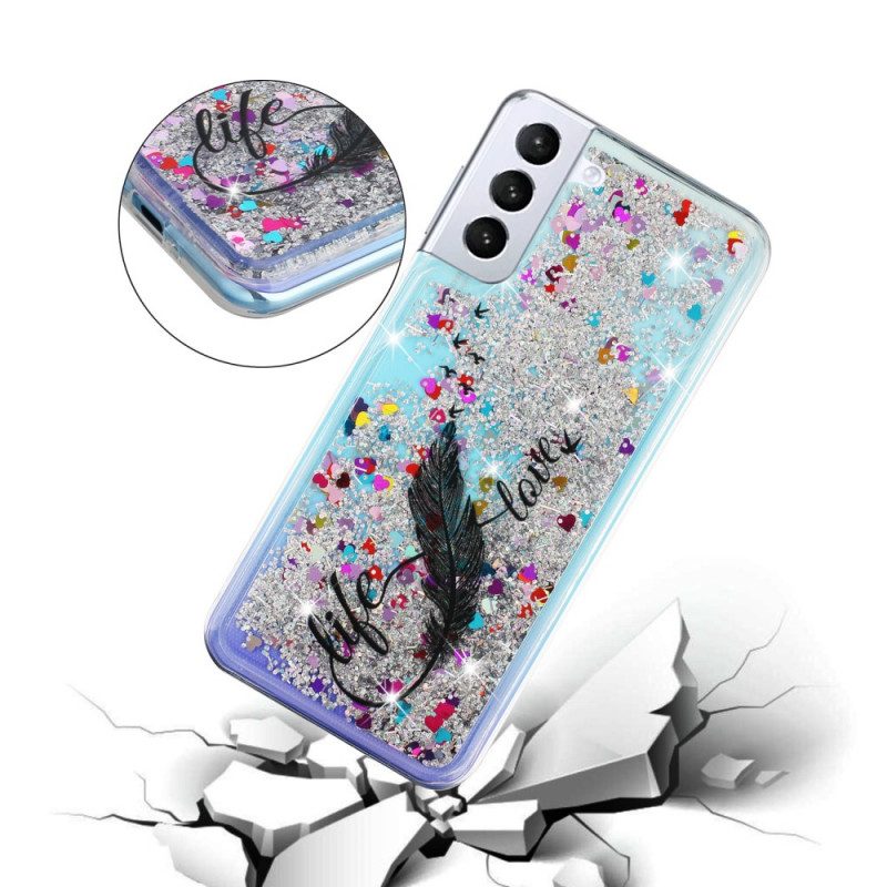 Cover Samsung Galaxy S22 Plus 5G Paillettes Life & Love