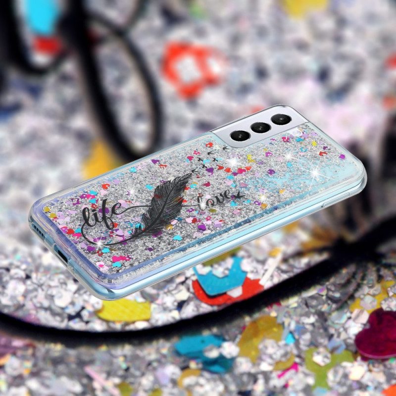 Cover Samsung Galaxy S22 Plus 5G Paillettes Life & Love