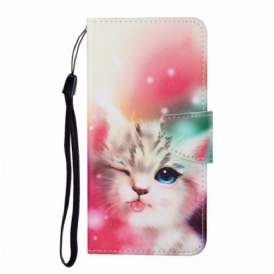 Custodia A Portafoglio Samsung Galaxy S22 Plus 5G Gatto Reale Con Cordino