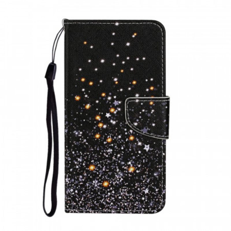 Custodia A Portafoglio Samsung Galaxy S22 Plus 5G Stelle E Paillettes Con Cordino