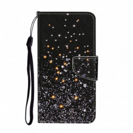 Custodia A Portafoglio Samsung Galaxy S22 Plus 5G Stelle E Paillettes Con Cordino