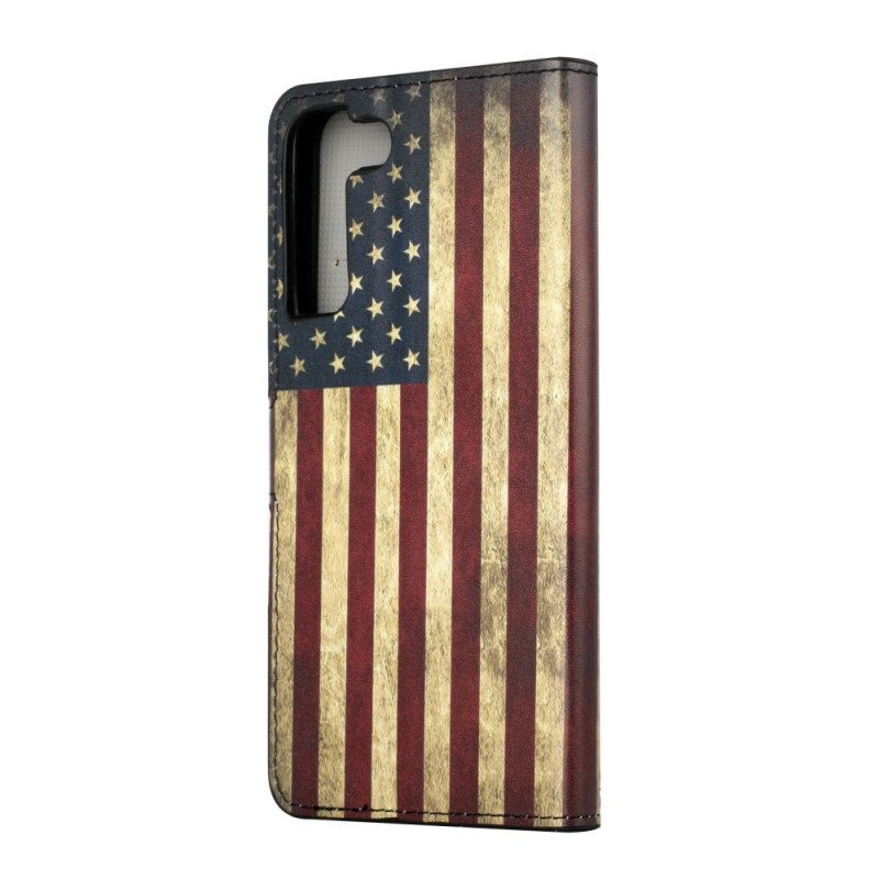 Custodia in pelle Samsung Galaxy S22 Plus 5G Bandiera Americana