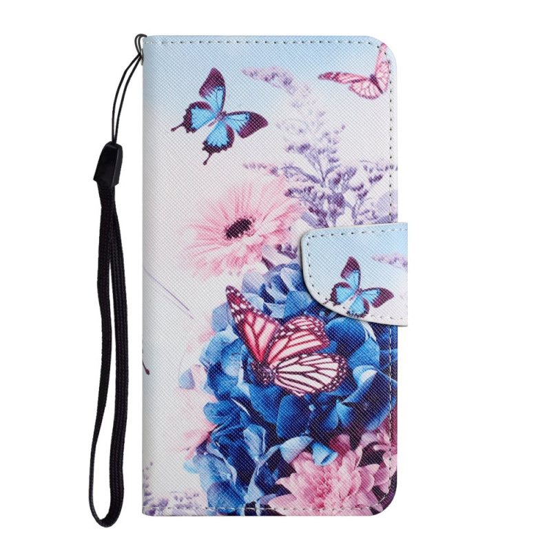 Custodia in pelle Samsung Galaxy S22 Plus 5G Bouquet Di Fiori E Farfalle