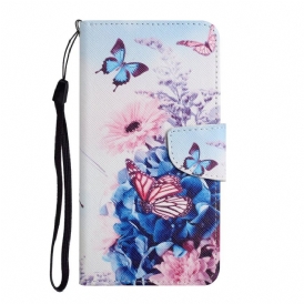 Custodia in pelle Samsung Galaxy S22 Plus 5G Bouquet Di Fiori E Farfalle