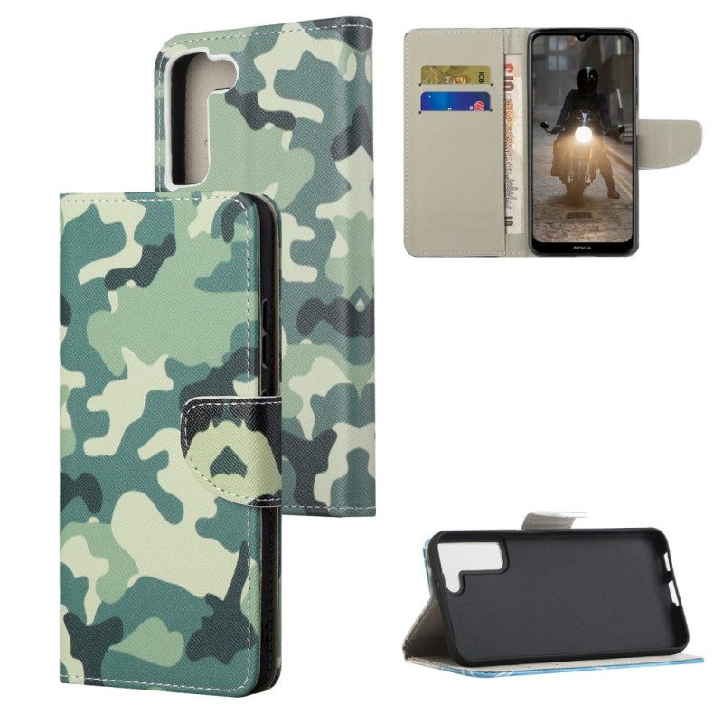 Custodia in pelle Samsung Galaxy S22 Plus 5G Camuffamento Militare