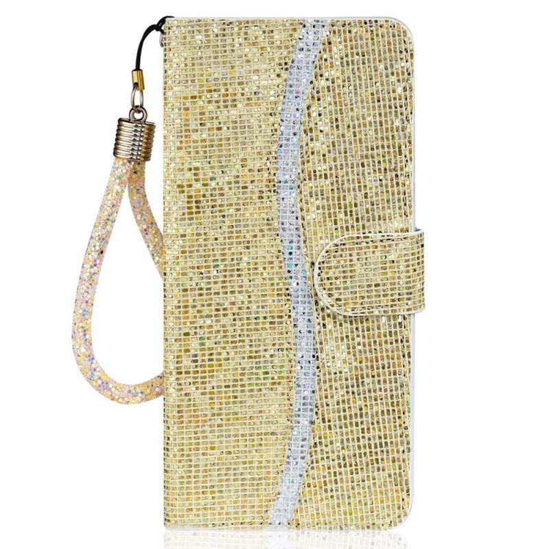 Custodia in pelle Samsung Galaxy S22 Plus 5G Design A S Con Paillettes