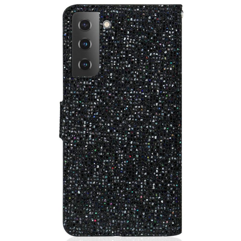 Custodia in pelle Samsung Galaxy S22 Plus 5G Design A S Con Paillettes