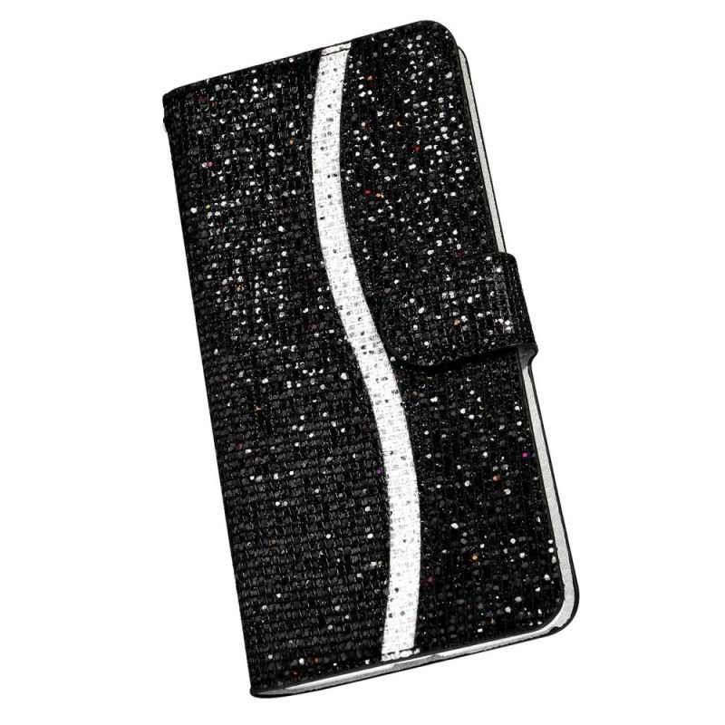 Custodia in pelle Samsung Galaxy S22 Plus 5G Design A S Con Paillettes