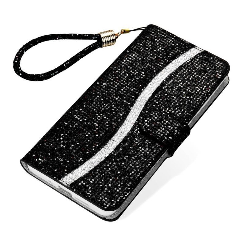 Custodia in pelle Samsung Galaxy S22 Plus 5G Design A S Con Paillettes