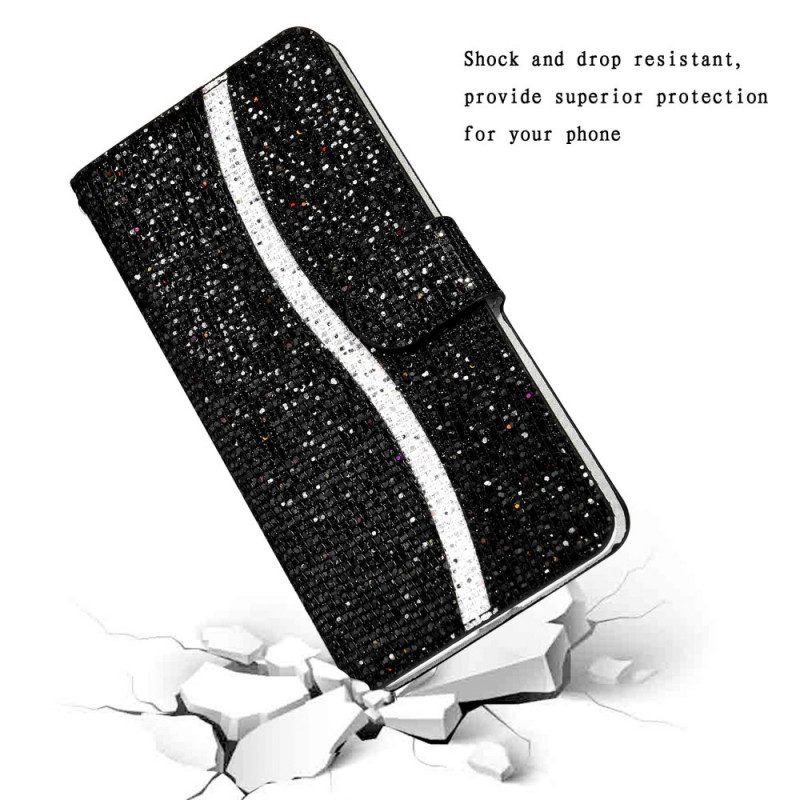 Custodia in pelle Samsung Galaxy S22 Plus 5G Design A S Con Paillettes